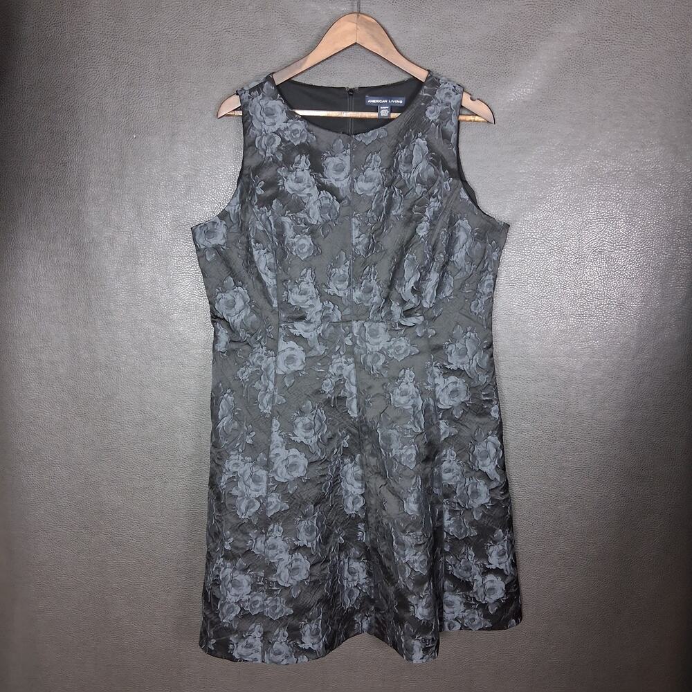 Floral Dress Womens 16 Dark Romantic Textured Roses Vamp Feminine Sheath Black